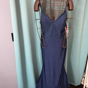 NAVY blue..PROM DRESS with multicolored sequins.